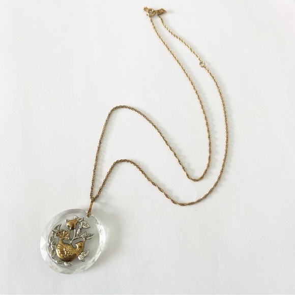 Vintage Hallmark partridge in a pear tree cut glass mixed metal pendant 18-20” - Picture 3 of 8